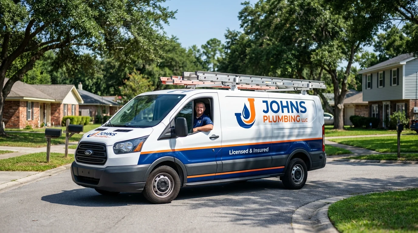 Johns Plumbing LLC service van in Farmersburg, IN